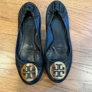 Tory Burch Black Leather Flats